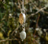 Citrine & Jade Sterling Silver Handmade Pendant