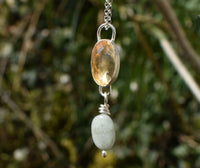 Citrine & Jade Sterling Silver Handmade Pendant
