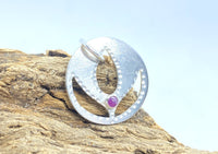 Ruby Lotus Pendant Handmade in Sterling Silver