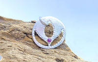 Ruby Lotus Pendant Handmade in Sterling Silver