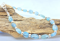 Natural Blue Zircon Silver Bracelet