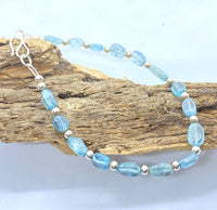 Natural Blue Zircon Silver Bracelet