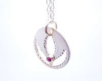 Ruby Lotus Pendant Handmade in Sterling Silver