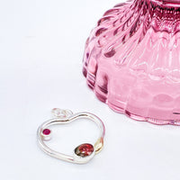 Watermelon Tourmaline with Ruby Sterling Silver & Gold Heart Pendant