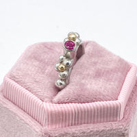 Pink Tourmaline Sterling Silver & Gold Ring: Unique Handmade Natural Gemstone Jewellery