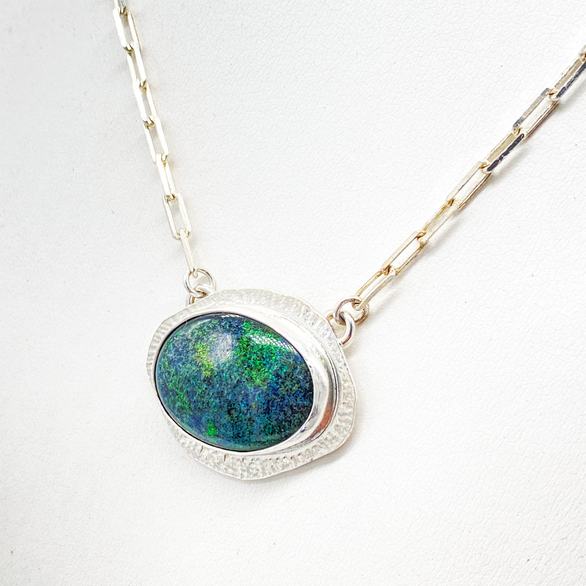 Handmade Opal Sterling Silver Necklace