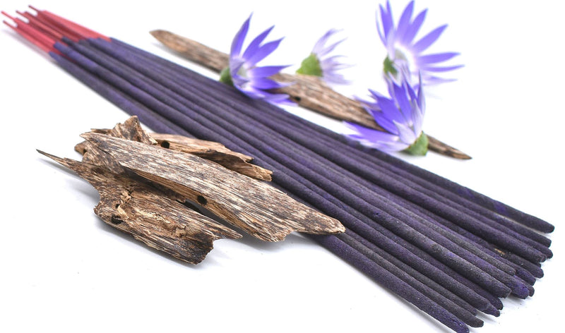 Organic Blue Lotus & Oud - Hand-Rolled Temple Grade Natural Incense Sticks