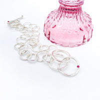 Silver Necklace with Ruby and Tourmaline Handmade Chunky