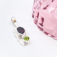 Handmade Garnet & Peridot Sterling Silver Pendant