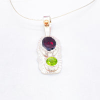 Handmade Garnet & Peridot Sterling Silver Pendant