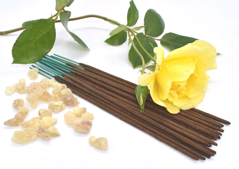 Organic Frankincense & Rose Incense Sticks ~ Hand-Rolled Luxury Incense ~ Natural Aromatherapy