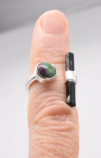Ruby Zoisite & Black Tourmaline Open Ring