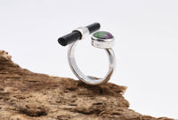 Ruby Zoisite & Black Tourmaline Open Ring