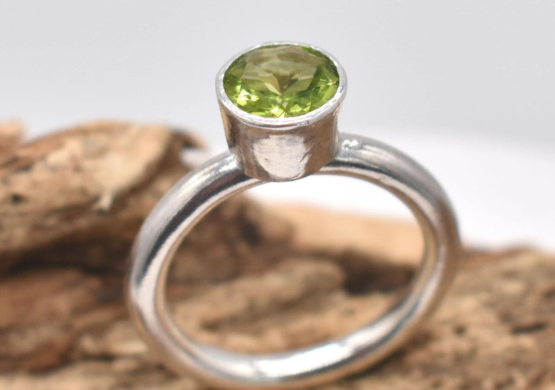 Natural Peridot Sterling Silver Ring Handmade
