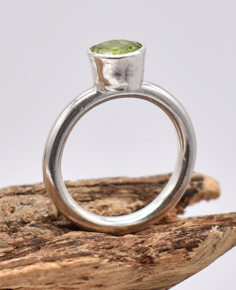 Natural Peridot Sterling Silver Ring Handmade