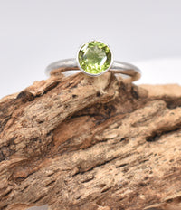 Natural Peridot Sterling Silver Ring Handmade