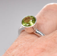 Natural Peridot Sterling Silver Ring Handmade