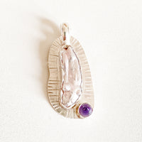 Biwa Pearl and Amethyst Silver Pendant