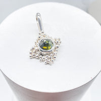 Green Tourmaline Silver Granulation Pendant Handmade