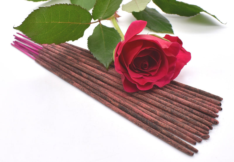 Organic English Rose Incense Sticks ~ Double Strength Temple Grade ~ Hand Rolled Luxury Incense