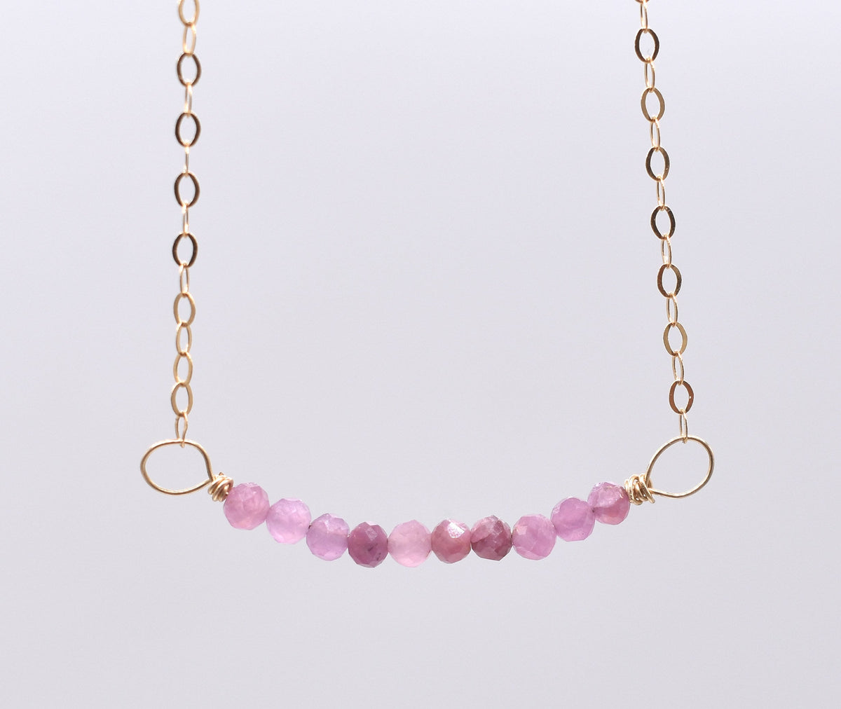 Handmade Pink Sapphire Gold Necklace