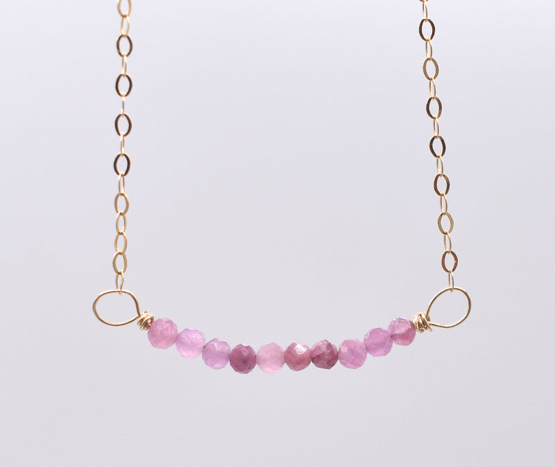 Handmade Pink Sapphire Gold Necklace