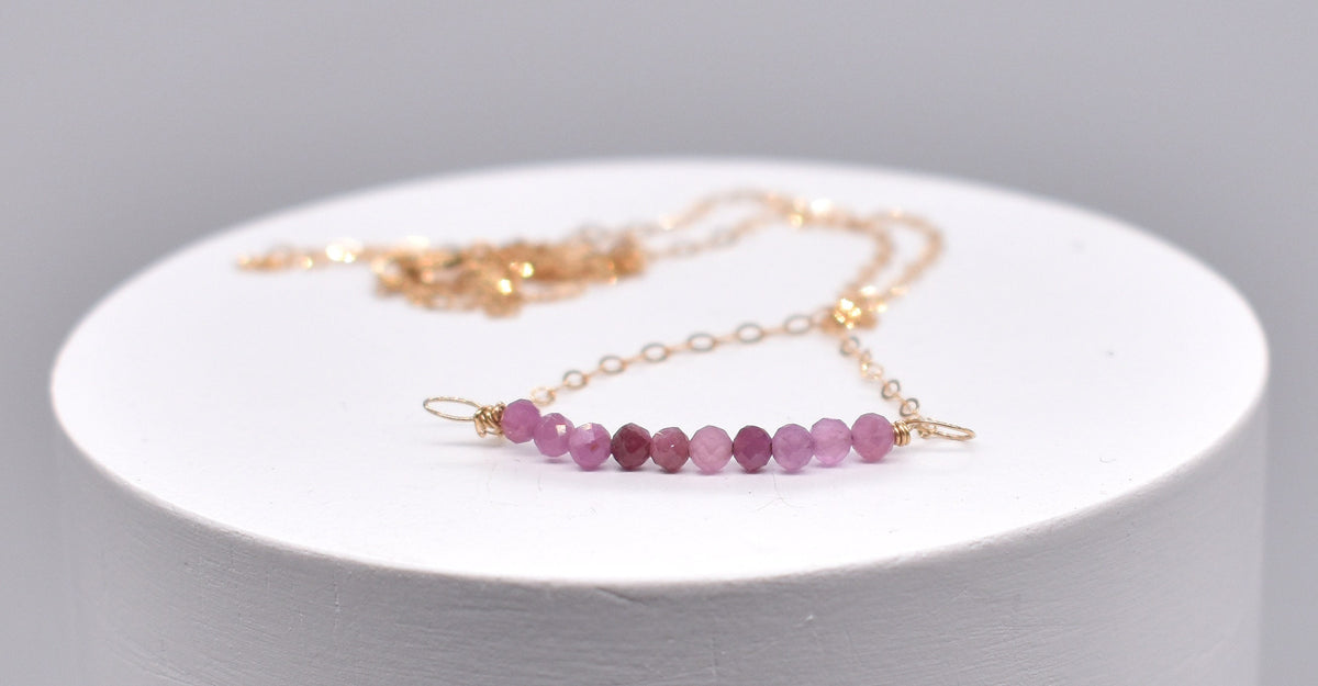 Handmade Pink Sapphire Gold Necklace