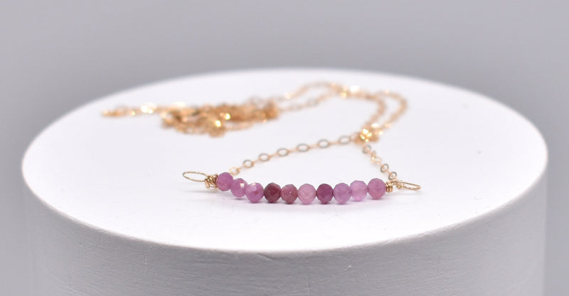 Handmade Pink Sapphire Gold Necklace