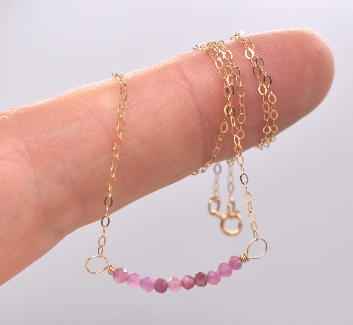 Handmade Pink Sapphire Gold Necklace