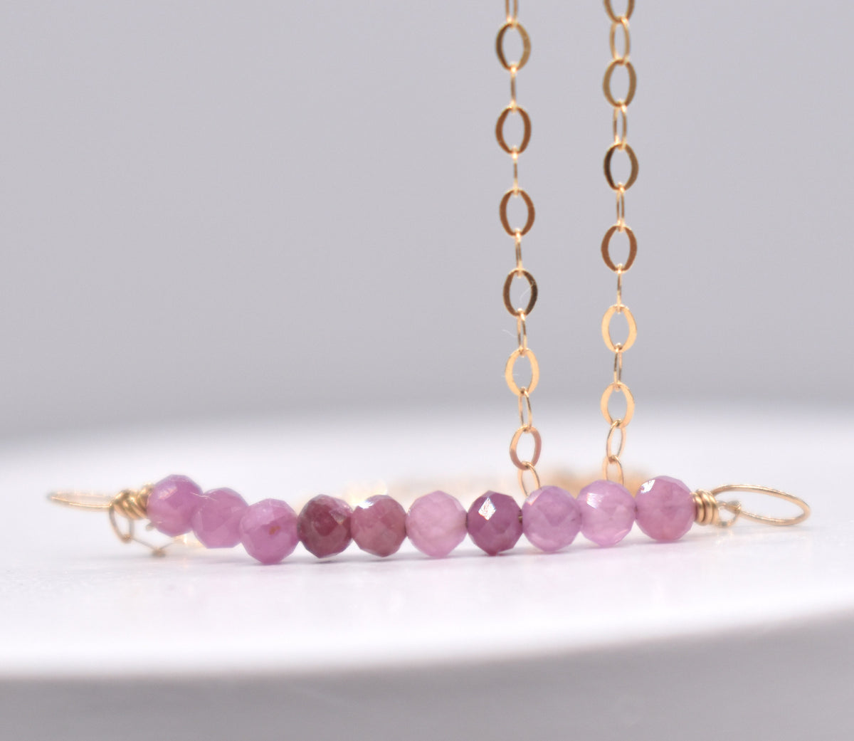 Handmade Pink Sapphire Gold Necklace