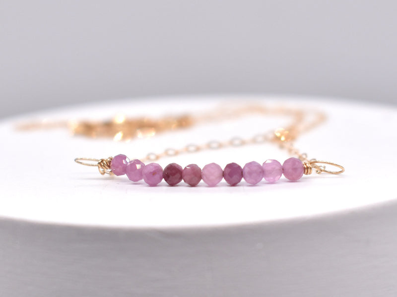 Handmade Pink Sapphire Gold Necklace