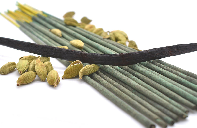 Organic Vanilla and Cardamom Incense Sticks - Double Strength Temple Grade