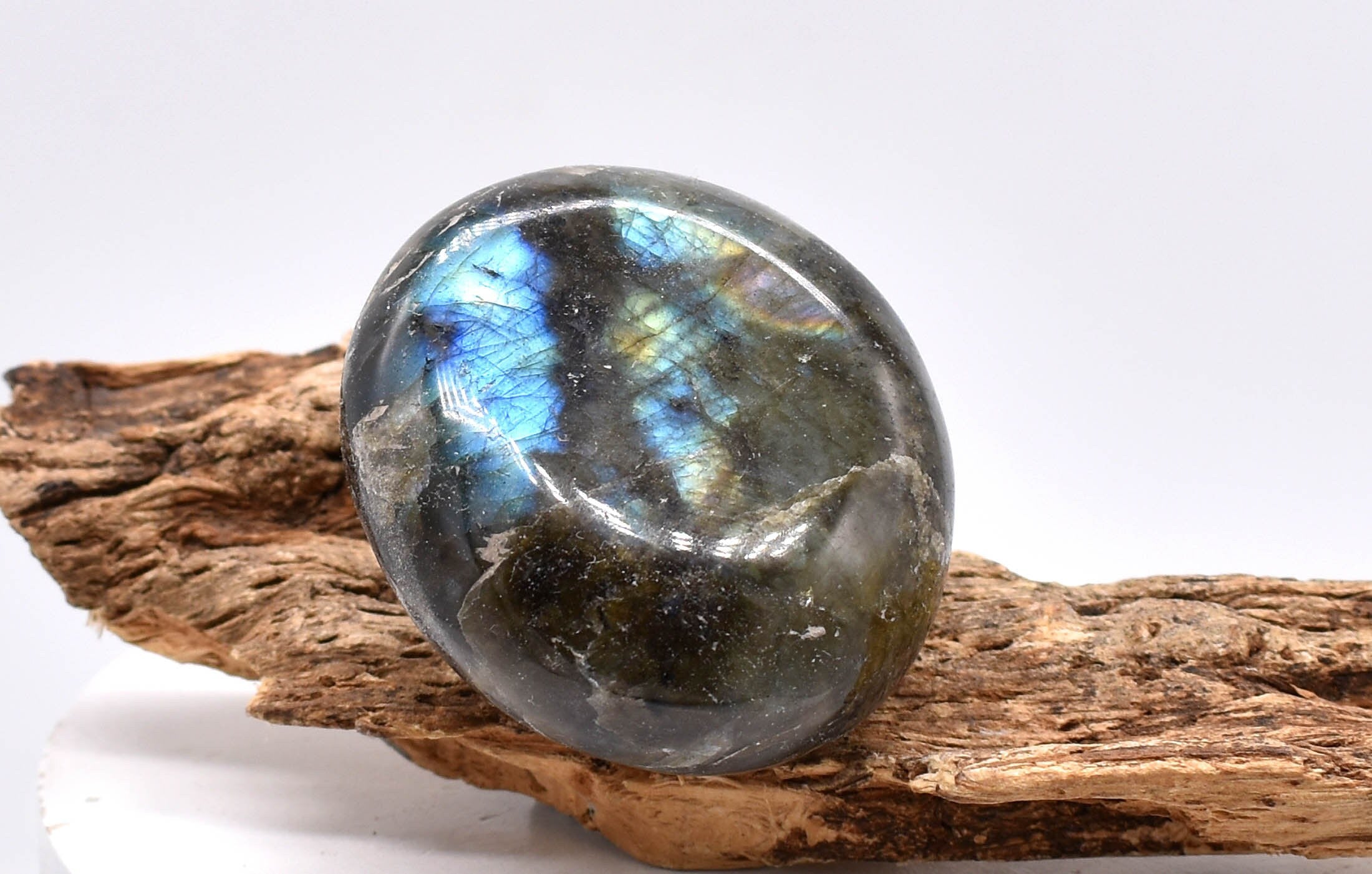 Blue Flash Labradorite Palm Stone: Ethically Mined Natural Crystal