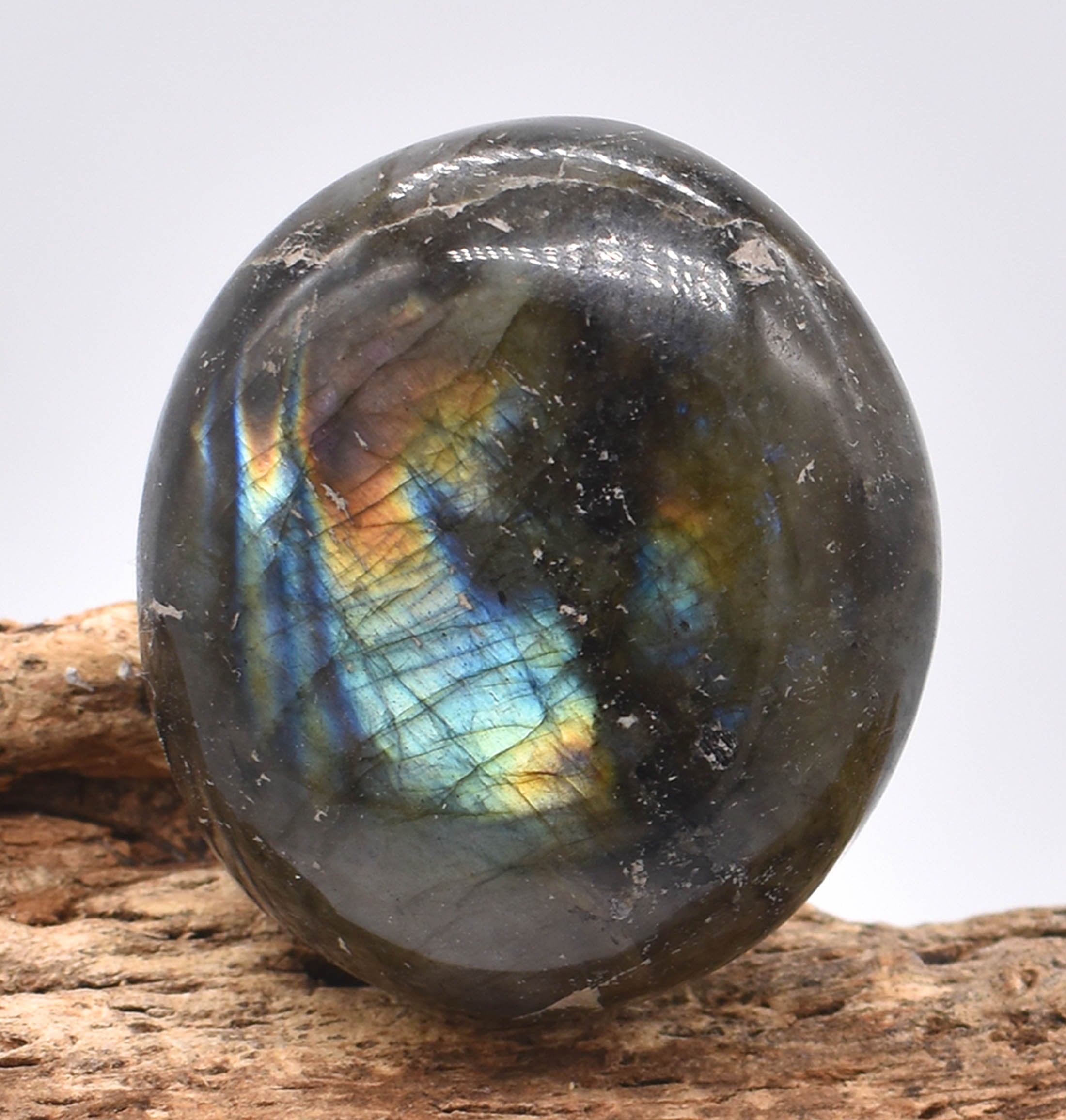 Blue Flash Labradorite Palm Stone: Ethically Mined Natural Crystal
