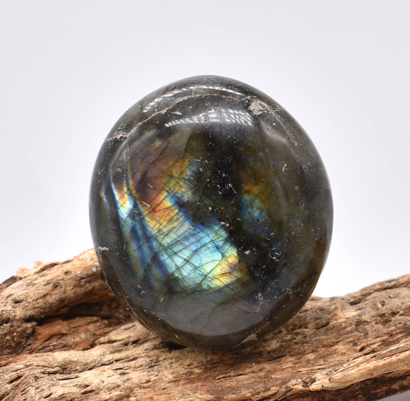 Blue Flash Labradorite Palm Stone: Ethically Mined Natural Crystal
