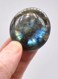 Blue Flash Labradorite Palm Stone: Ethically Mined Natural Crystal