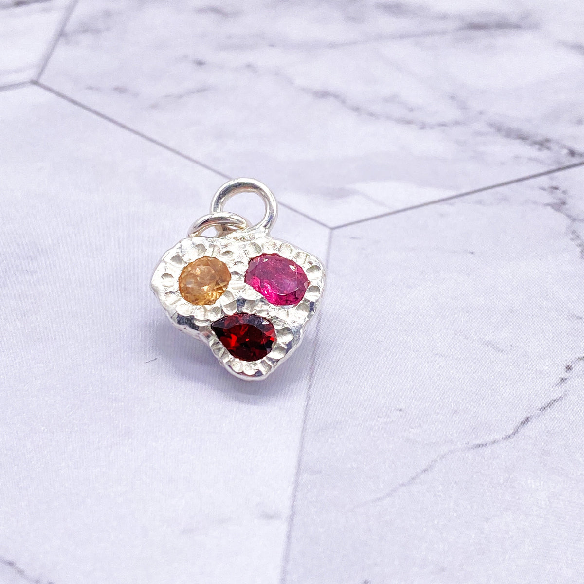 Madeira Citrine with Peach Garnet and Pink Tourmaline Pendant Handmade