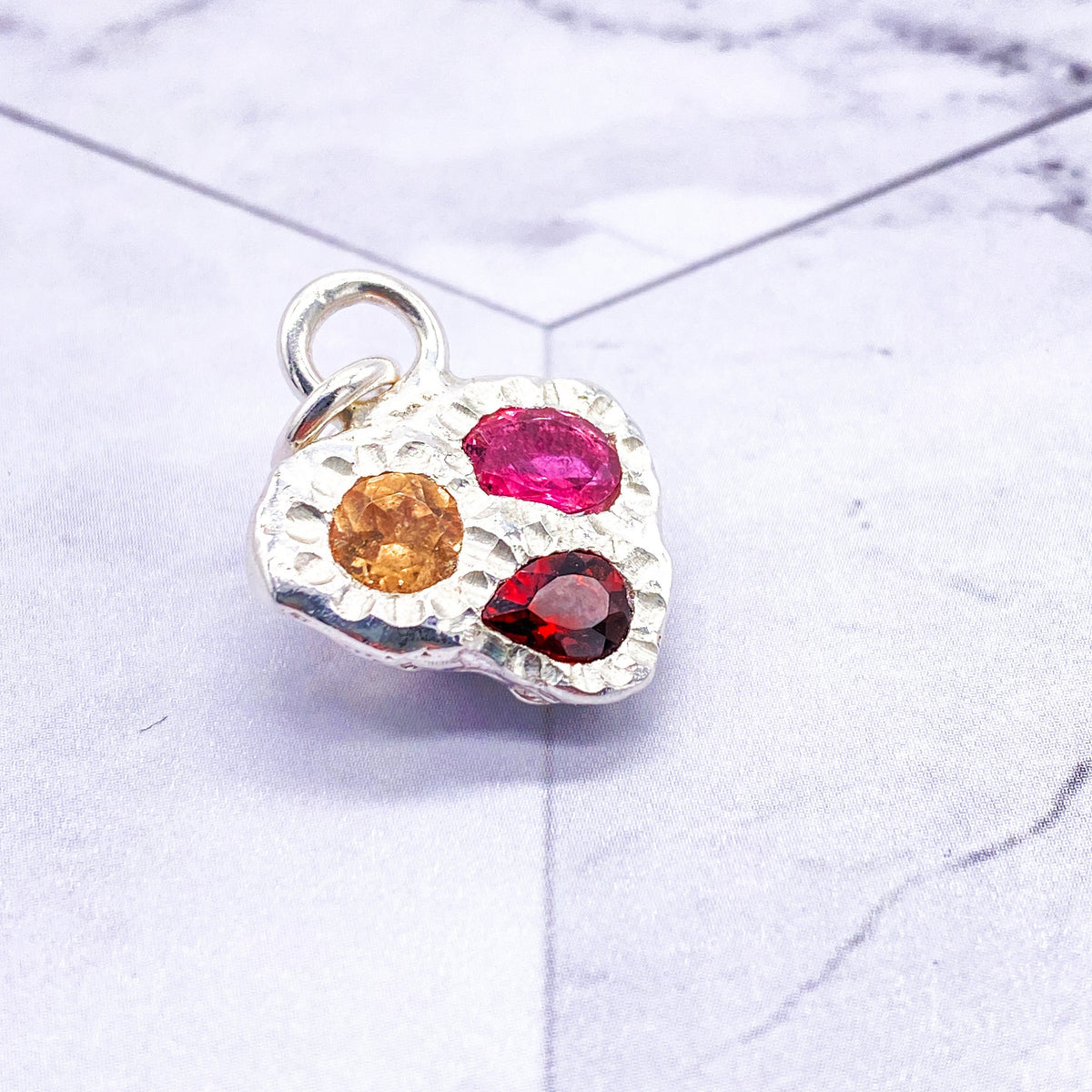 Madeira Citrine with Peach Garnet and Pink Tourmaline Pendant Handmade