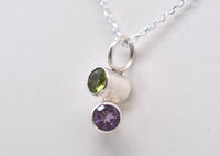 Handmade Amethyst and Peridot Sterling Silver Pendant