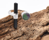 Ruby Zoisite & Black Tourmaline Open Ring