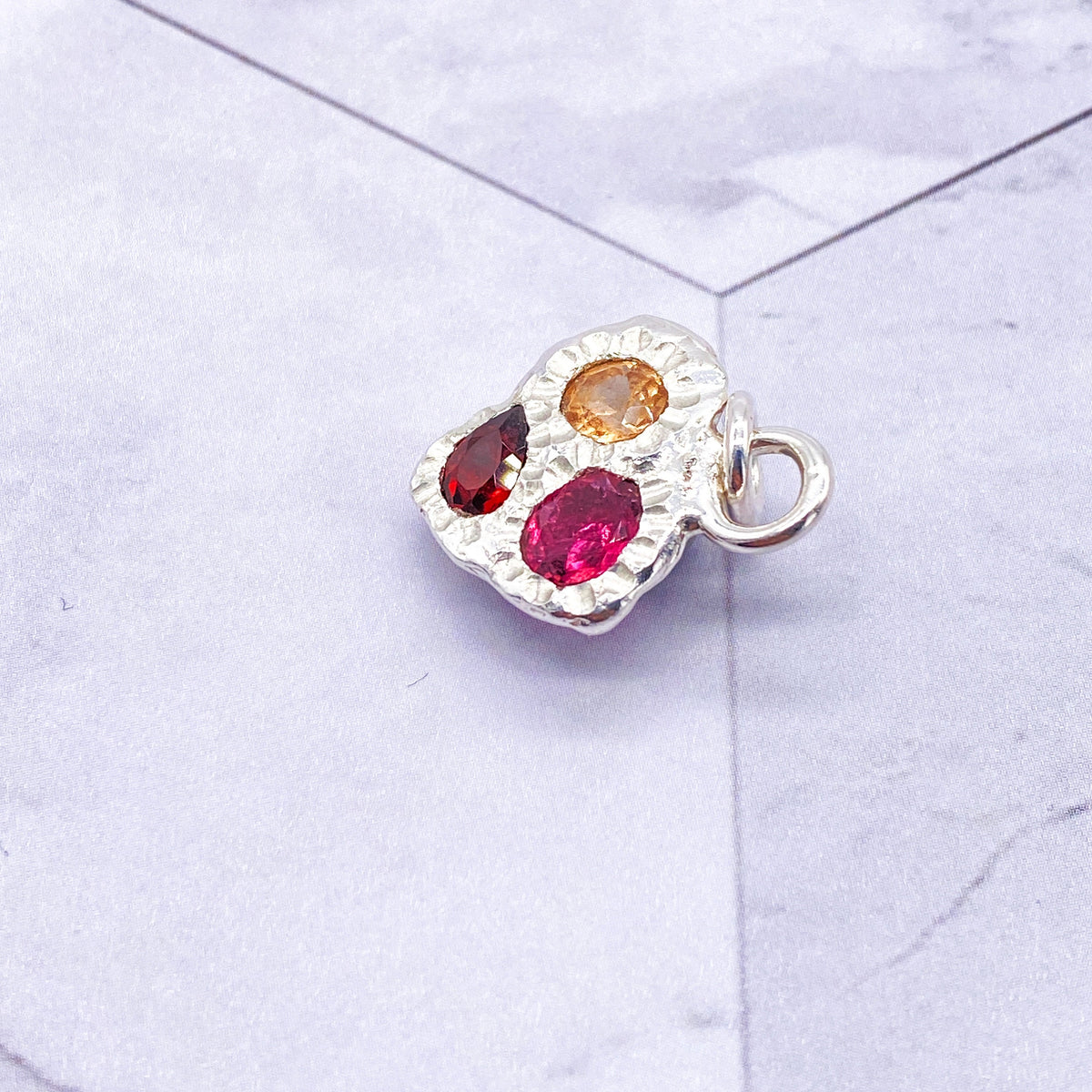 Madeira Citrine with Peach Garnet and Pink Tourmaline Pendant Handmade