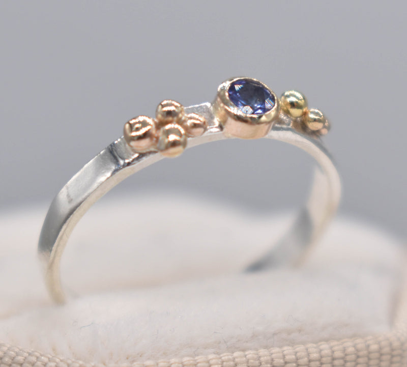 Tanzanite Silver and Gold Ring Handmade