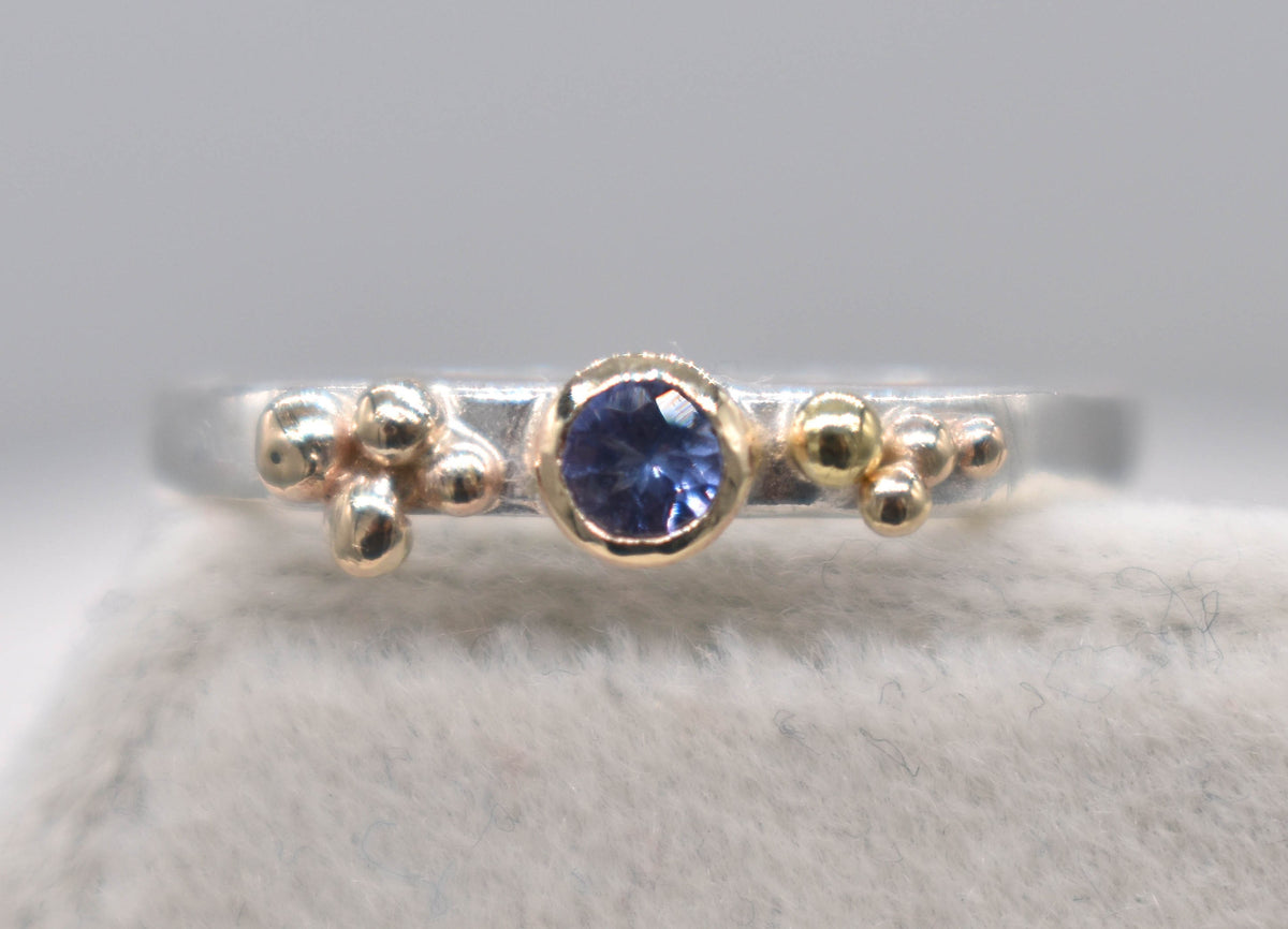 Tanzanite Silver and Gold Ring Handmade