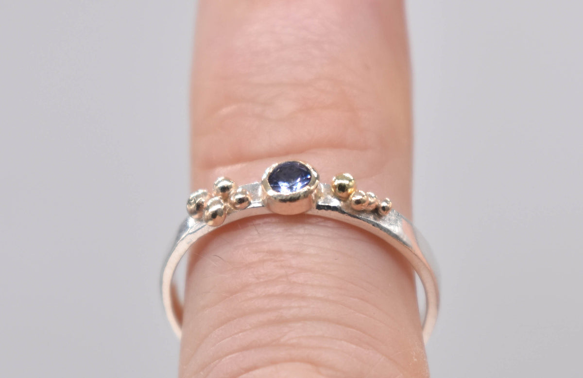 Tanzanite Silver and Gold Ring Handmade