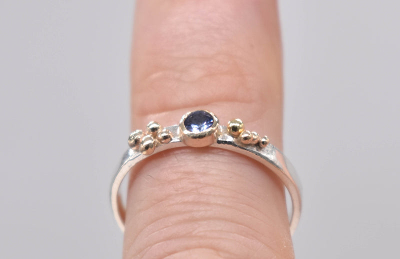 Tanzanite Silver and Gold Ring Handmade