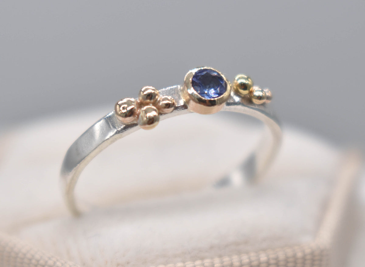 Tanzanite Silver and Gold Ring Handmade