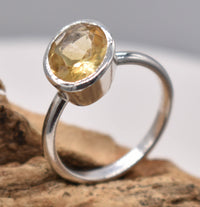 Handmade Natural Citrine Silver Ring