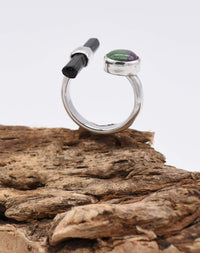 Ruby Zoisite & Black Tourmaline Open Ring