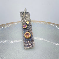 Handmade Pink Tourmaline Silver and Gold Pendant