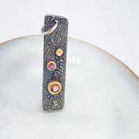 Handmade Pink Tourmaline Silver and Gold Pendant